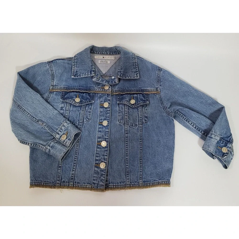 90's Y2K Jean Jacket Blue Denim Cropped Tommy Hilfiger Medium